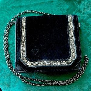 BCBG Black Going Out Crossbody Bag with Chain Strap Detail